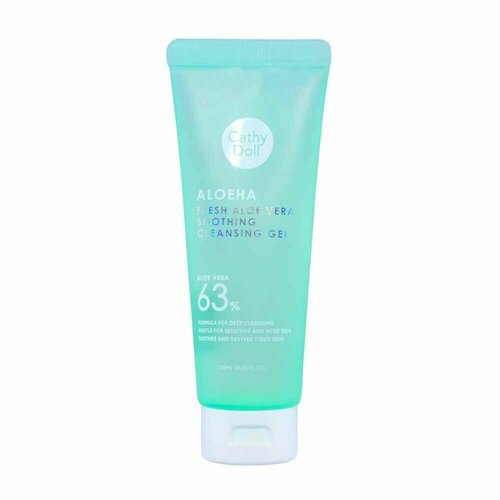 cathy doll очищающий гель для лица с алоэ вера fresh aloe vera 120 мл ALOEHA 63% Aloe Vera, Fresh Aloe Vera Soothing Cleansing Gel, Cathy Doll (Успокаивающий очищающий гель для умывания алоэ (Алое) вера, Кэти Долл), 120 мл.