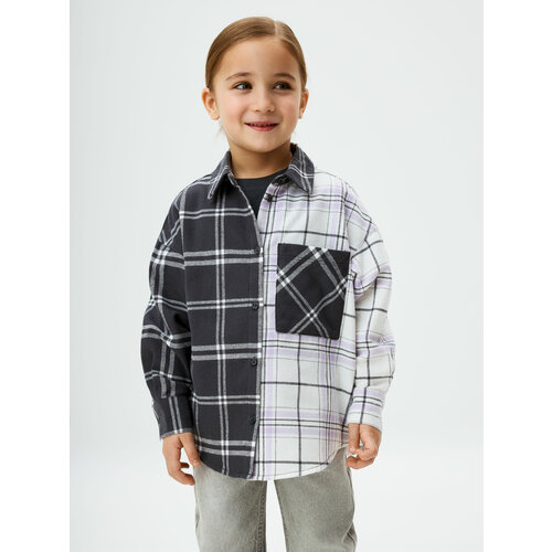 фото Рубашка sela, размер 116, черный, белый