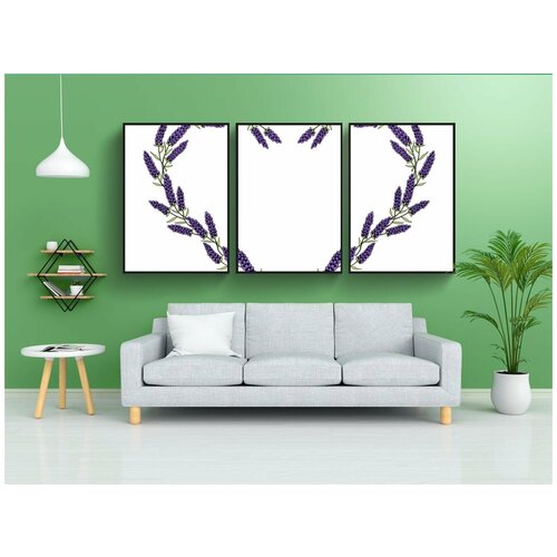 фото Набор модулных постеров для интерьера "лаванда, сердце, любовь" 60x90 см. в тубусе, без рамки lotsprints