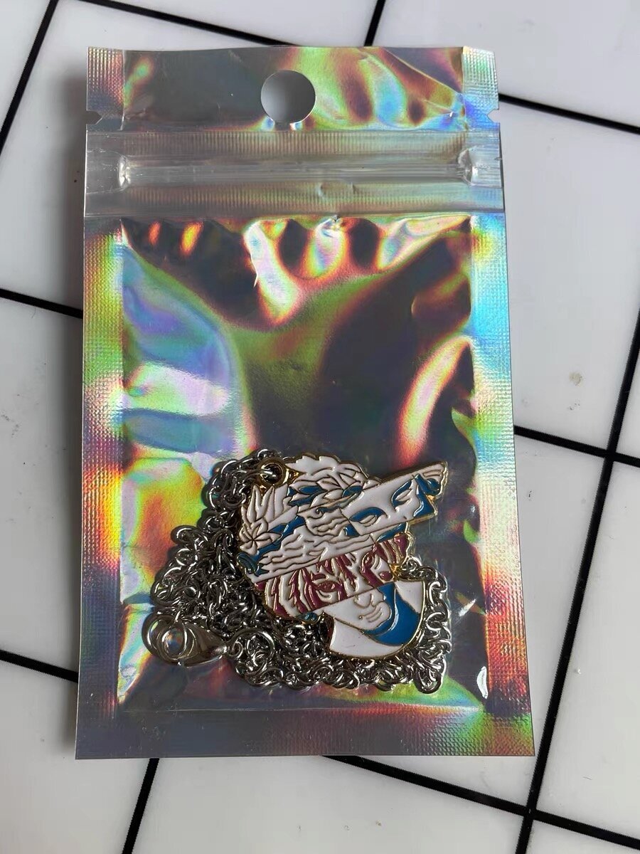 Колье, эмаль, длина 45 см, синий/красный — фото 1