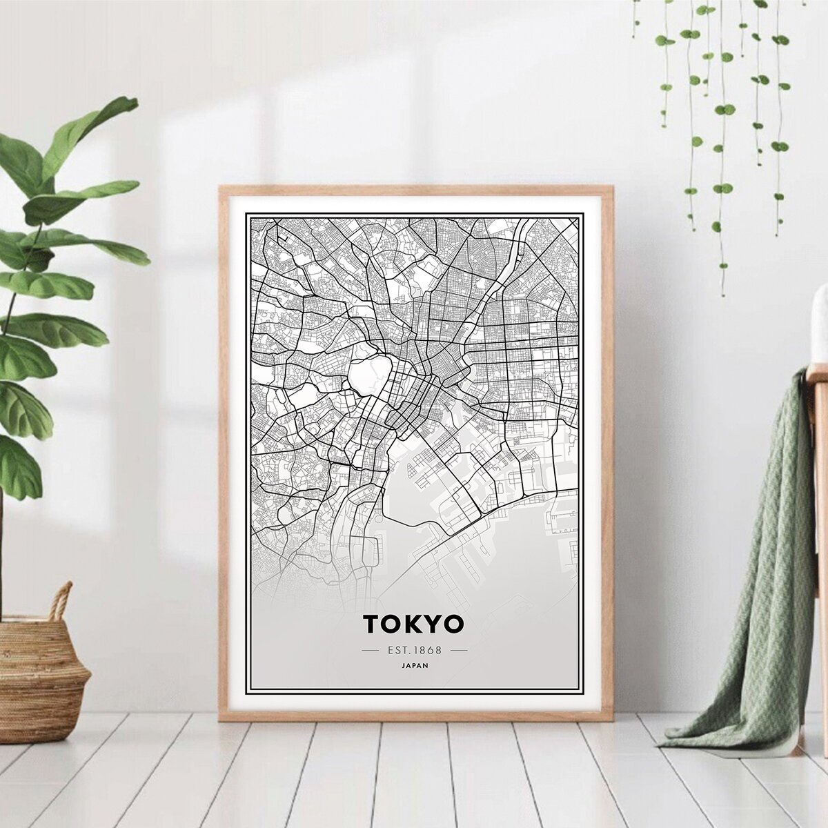 Постер без рамки "Карта Токио" 30 на 40 в тубусе / Картина для интерьера / Плакат / Постер на стену / Интерьерные картины