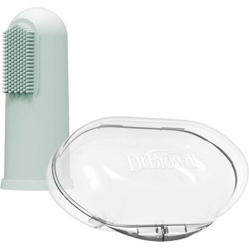 Зубная щетка-напалечник Dr. Brown's HG126 силиконовая с футляром зелёная