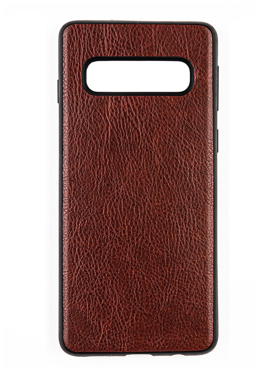 Чехол для Samsung Galaxy S10. Экокожа. Коричневый.