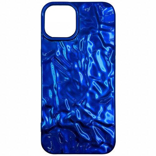 Силиконовый чехол с текстурой фольги для iPhone 15, iGrape (Синий)