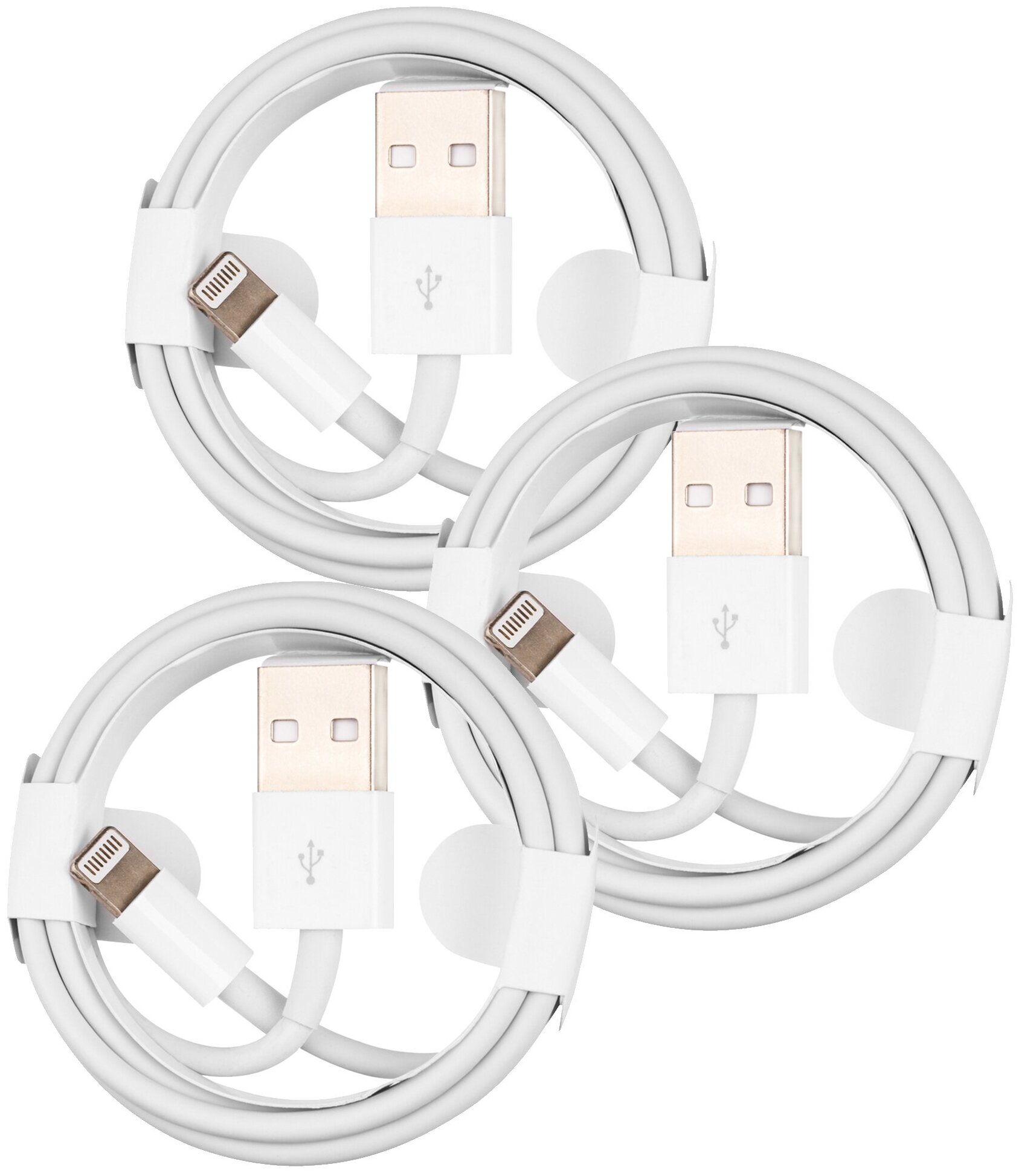 Комплект кабелей для Apple IPhone, для iPad и для AirPods (3 шт.),USB-A - Lightning кабель для зарядки айфон и для айпад