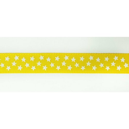 Лента репсовая SAFISA рисунок звездочки, 15 мм, 15 м, цвет 32, желтый