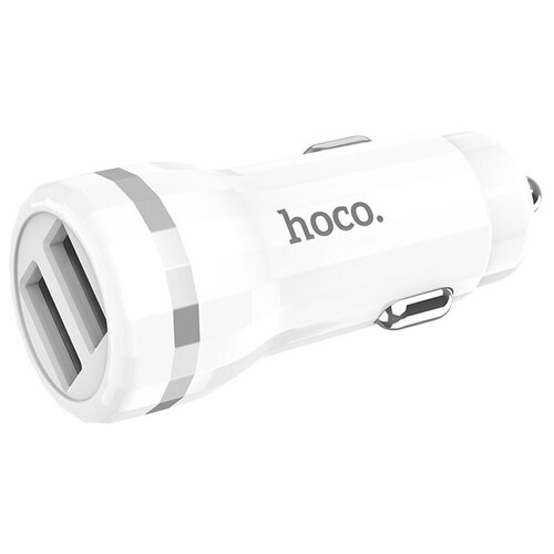 фото Блок питания автомобильный 2 usb hoco, z27, staunch, 2400ma, пластик, цвет белый (1/10/100)