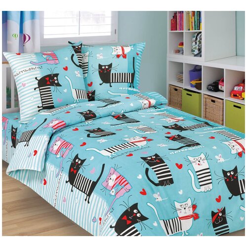 фото Комплект постельного белья 1,5 спальный "матраскины" голубой home style