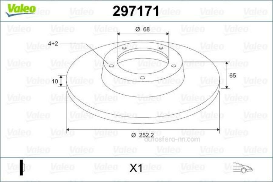 VALEO 297171 Диск тормозной передний 2522/10/65мм