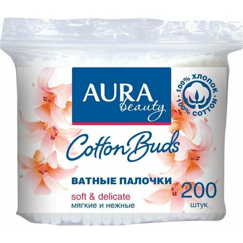 Ватные палочки Aura, 200 шт ватные палочки aura pure cotton 200 шт