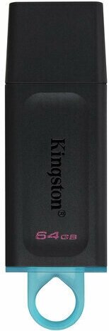 Флеш-диск 64GB KINGSTON DataTraveler Exodia, разъем USB 3.2, черный/бирюзовый