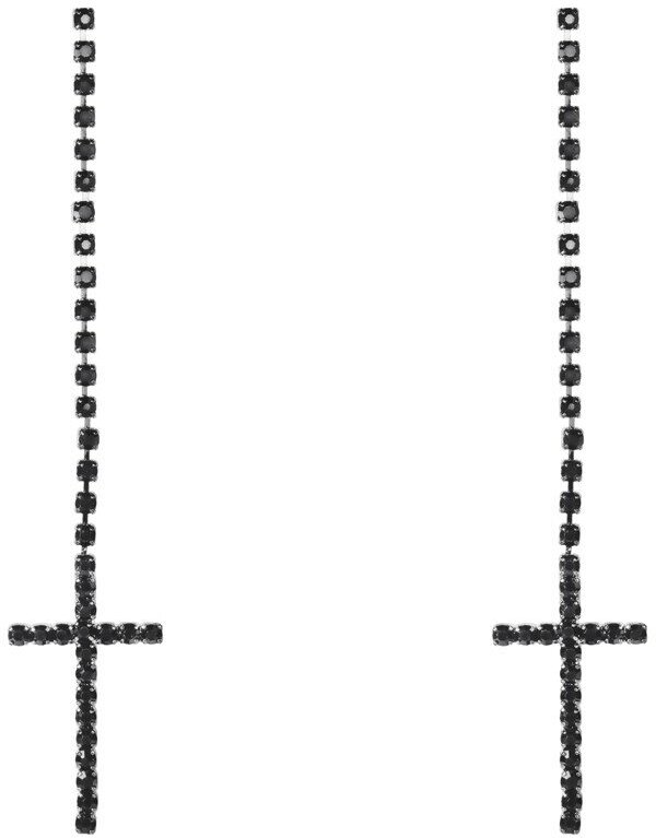 Серьги Kalinka modern story, кристалл, размер/диаметр 80 мм, черный