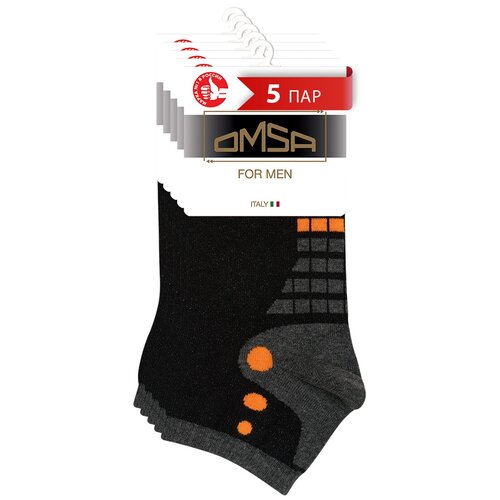 фото Мужские носки omsa, 5 пар, 5 уп., укороченные, размер 39-41, черный