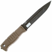 Туристический нож "Витязь" (AUS-8 черный, рукоять эластрон) Песочный