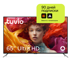 Фото 65” Телевизор Tuvio 4K ULTRA HD DLED на платформе YaOS, STV-65DUBK1R, черный