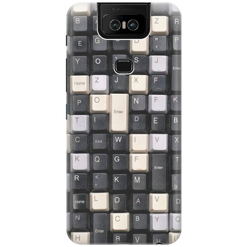 фото Re:pa накладка transparent для asus zenfone 6 zs630kl с принтом "черно-белые клавиши"