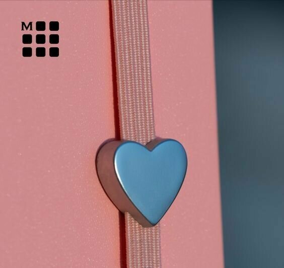 Шильдик-знак сердце Moleskine HEART на резинку блокнота, матовое серебро