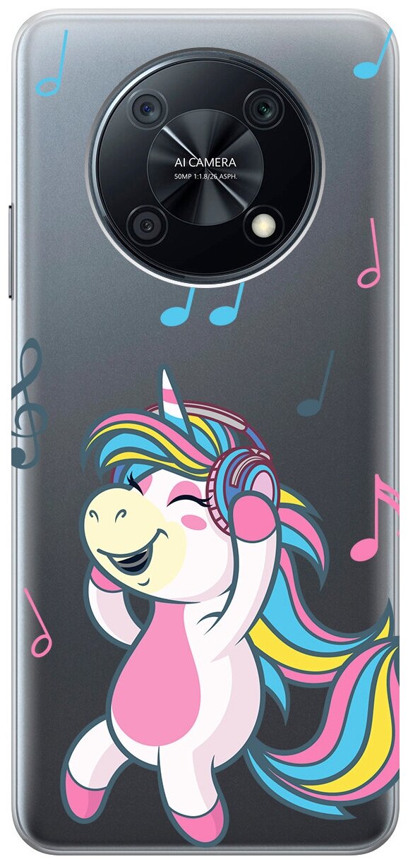 Силиконовый чехол с принтом Musical Unicorn для Huawei nova Y90 / Хуавей Нова У90