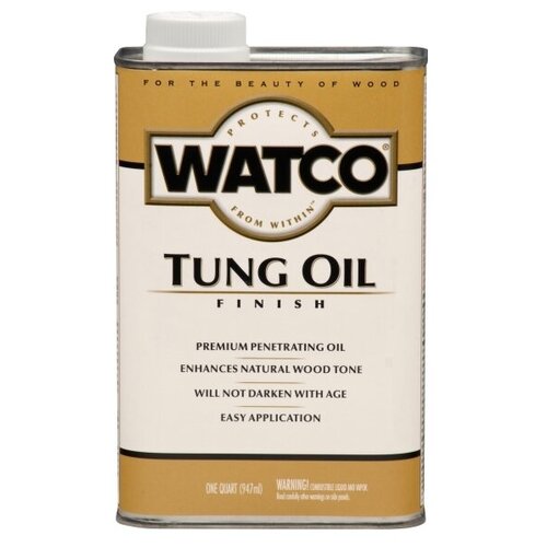 Тунговое масло для мебели и дерева WATCO Tung Oil Finish, алкидно тунговогое масло, полуматовое, масло для дерева, 0.947 л, Полуматовый.