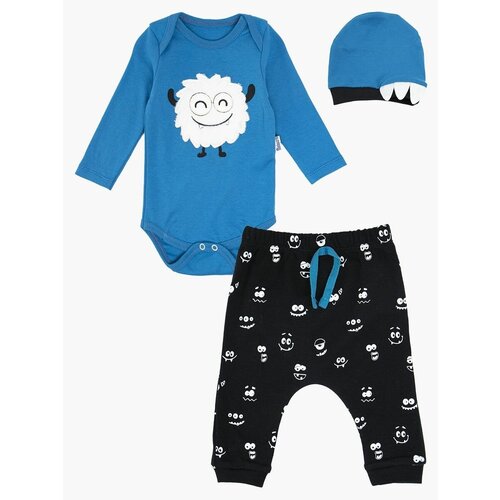 Боди для новорожденных, комплект Miniworld для мальчика: боди, ползунки и шапочка, размер 68, горчичный