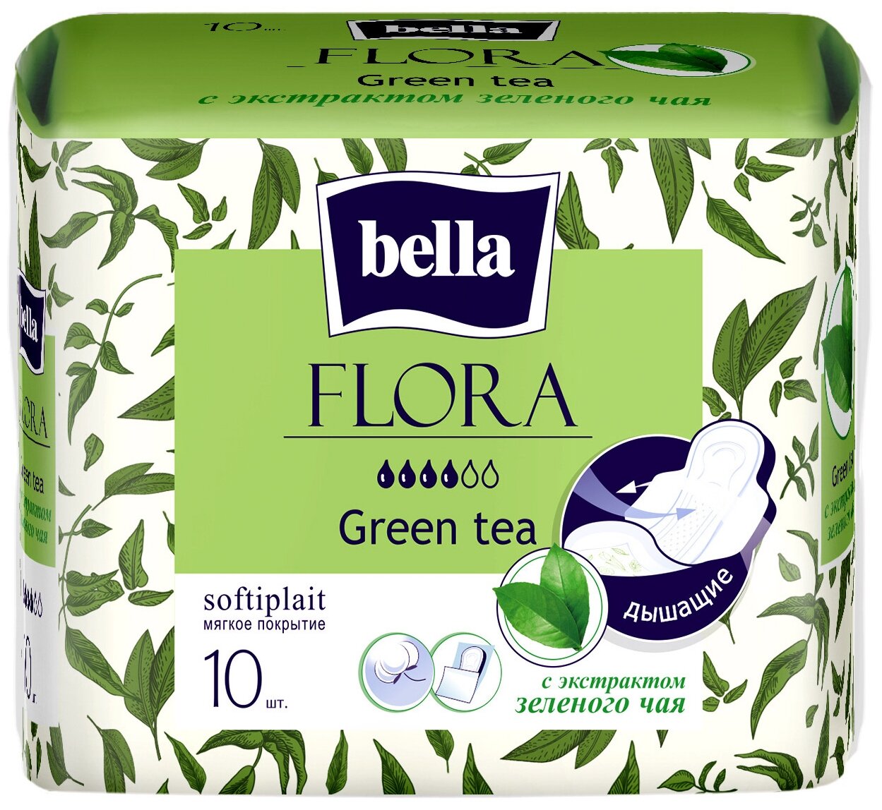 Bella прокладки Flora green tea 4 капли