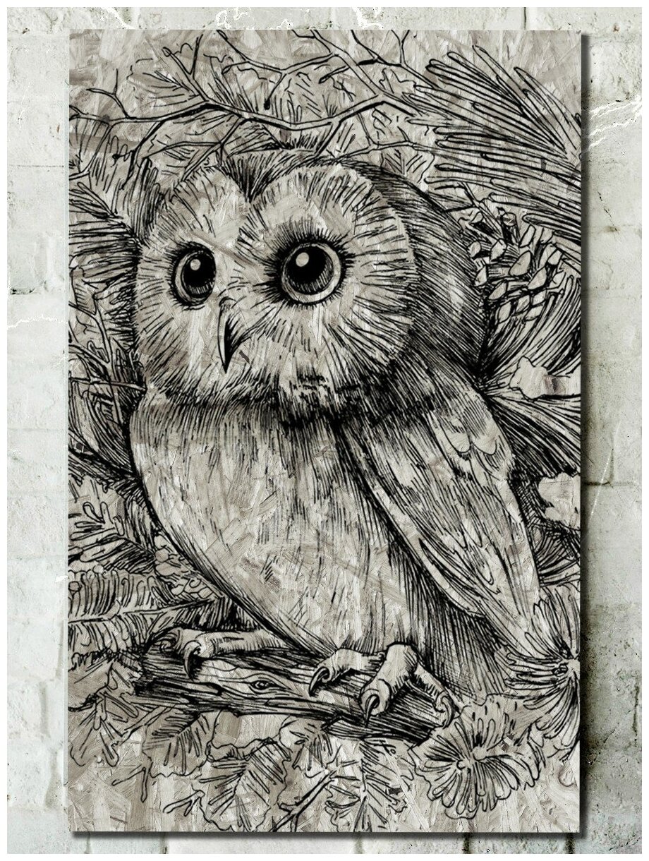 Картина интерьерная на рельефной доске животные сова милота - 5085