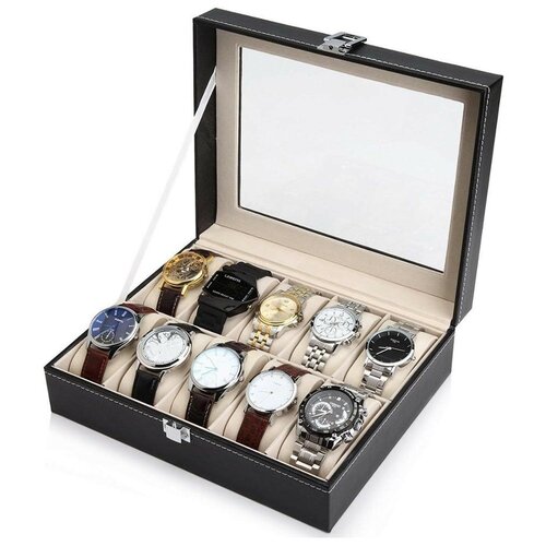 Шкатулка для хранения 10-ти наручных часов и электронных браслетов, аксессуаров, украшений и ювелирных изделий