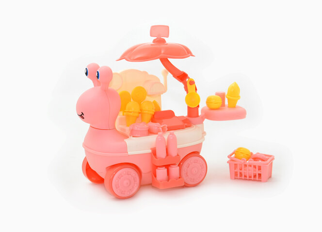Игровой набор передвижной киоск со сладостями "Улитка" розовый, 21 см