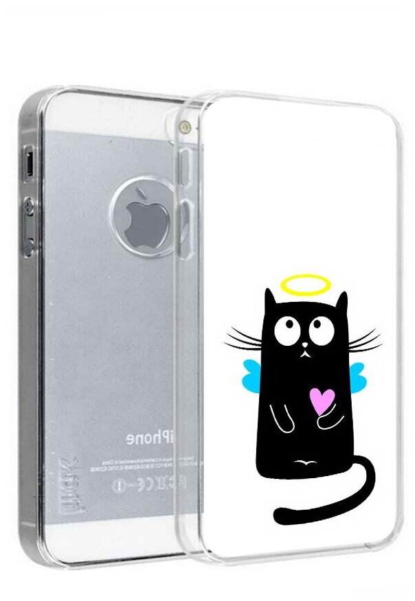 Чехол задняя-панель-накладка-бампер MyPads Кот ангелок для iPhone 5/5S/SE/5SE противоударный