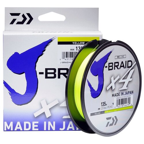 Плетеный шнур Daiwa J-Braid X4E 0.21mm-135m yellow автоакустика audison apbmw x4e