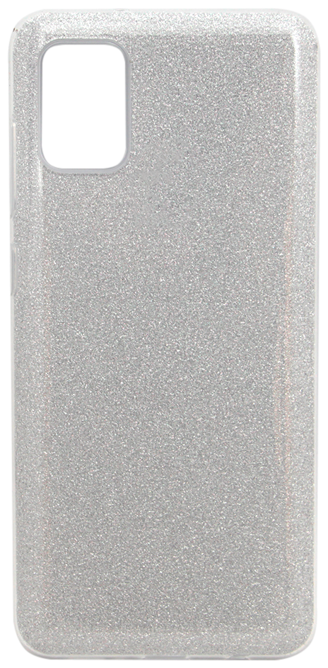 Силиконовый чехол с блестками для Samsung Galaxy A41 Серебро