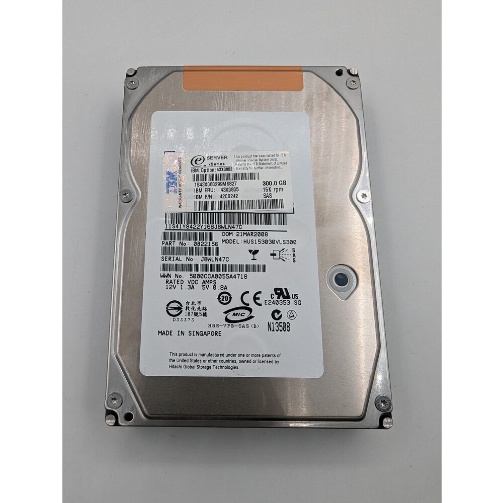 Жесткий диск HUS153030VLS300, 43X0805, Hitachi, IBM, SAS, 300 Гб, 3.5