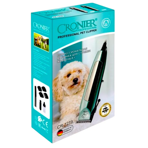 Машинка для стрижки волос, для животных, собак и кошек Cronier CR-1219 проводная с 4 насадками
