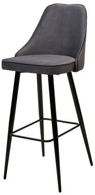 Стул барный м-сити Барный стул NEPAL-BAR серый #27, велюр/ черный каркас (H=78cm) М-City арт. 461MC05091