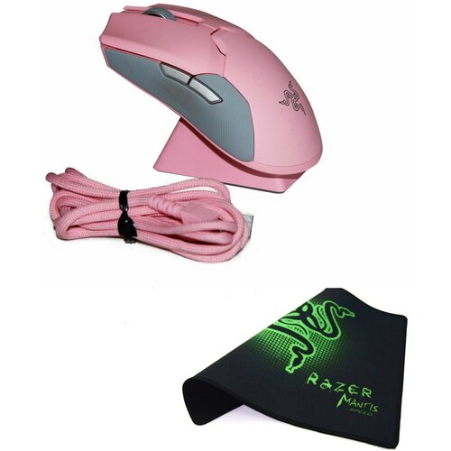 Беспроводная игровая мышь Razer Viper Ultimate розовая с зарядной станцией плюс коврик RAZER в подарок