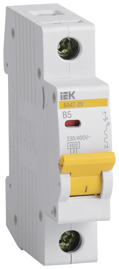 Выключатель автоматический модульный 1п B 5А 4.5кА ВА47-29 IEK MVA20-1-005-B (1 шт.)