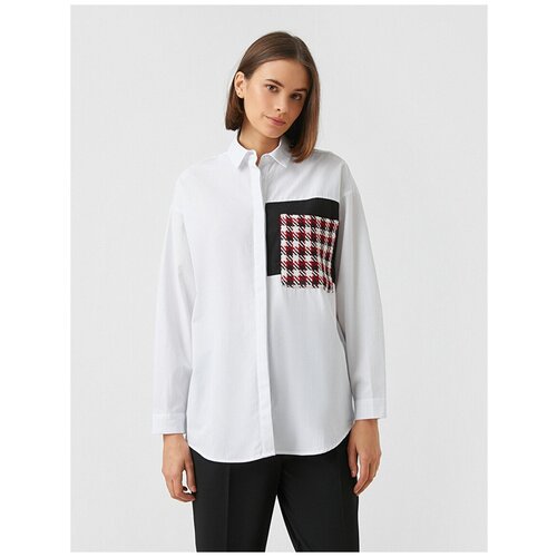 фото Рубашка с длинным рукавом koton women, 2sak60092uw, цвет: off white, размер: 42