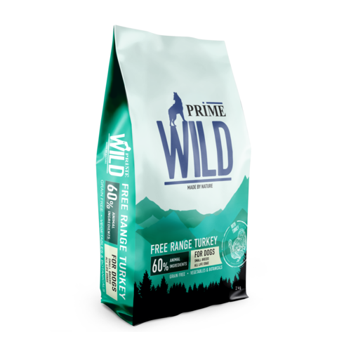 PRIME WILD GF FREE RANGE Сухой корм для щенков и собак мелких пород, индейка, 2 кг