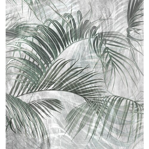 Моющиеся виниловые фотообои GrandPiK Пальмовые листья на сером фоне, 250х270 см моющиеся виниловые фотообои grandpik пальмовые листья на сером фоне 300х300 см