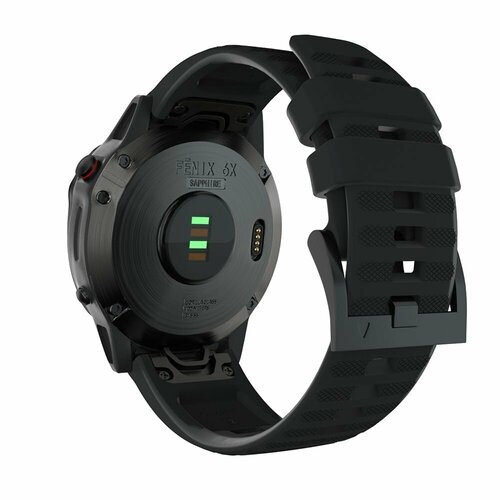 Силиконовый ремешок 26 мм для Garmin Fenix 7X/6X GPS/ 6X Pro Smart Watch - черный premium nato nylon strap 26mm 22mm watch band for garmin fenix 5x plus 5 fenix 6x pro 6 fenix 7 7x fenix 3 ring replacement band