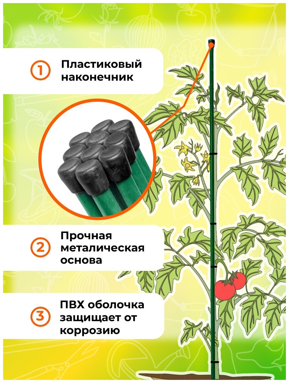 Садовита Колышки Набор колышков  опора для подвязки растений  колышки садовые высота 1 м из 10