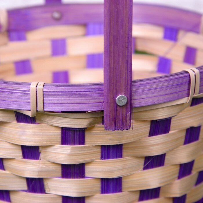Корзина плетеная, бамбук, 21х21х10/24 см, фиолетовая 2171634 . - фотография № 7