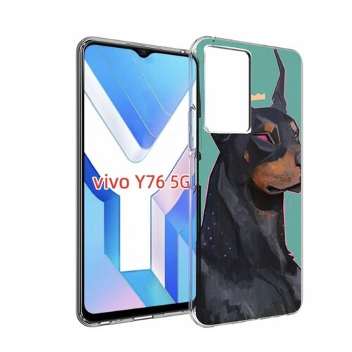 Чехол MyPads красивый-доберман для Vivo Y76 5G задняя-панель-накладка-бампер