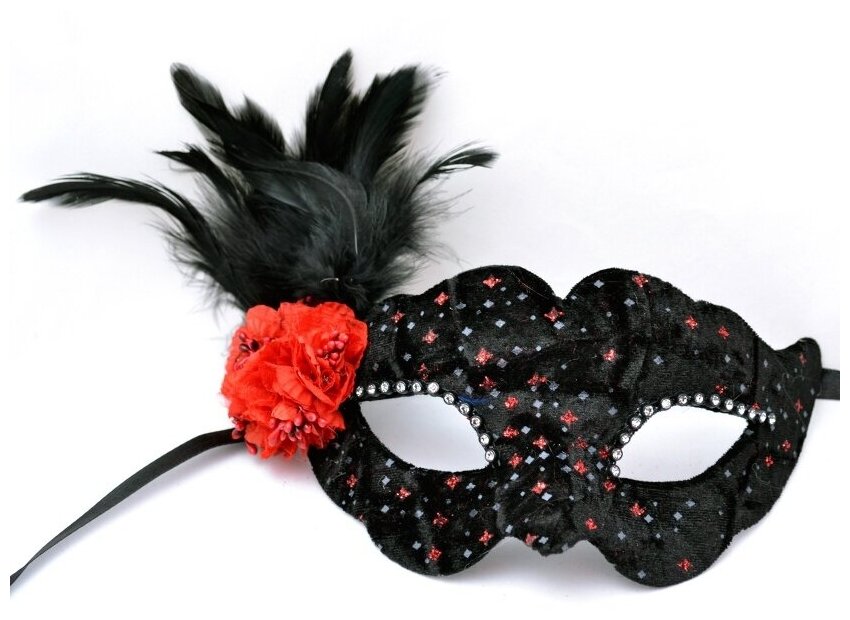 Венецианская маска с красным цветком (7049)