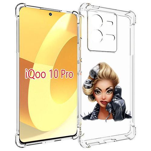 Чехол MyPads девушка-смайлик-с-телефоном женский для Vivo iQOO 10 Pro задняя-панель-накладка-бампер
