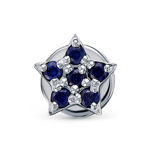 Пирсинг Vesna jewelry, белое золото, 585 проба, родирование, сапфир, средний вес 0.44 гр.