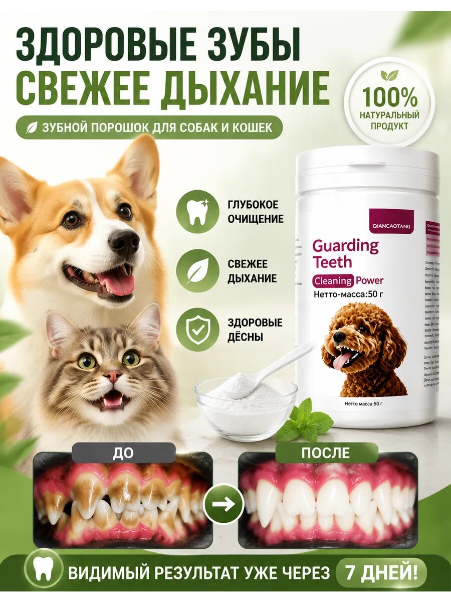 Зубной порошок для собак и кошек