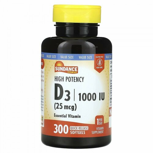 Sundance, High Potency Vitamin D3, 25 mcg (1,000 IU), 300 Quick Release Softgels