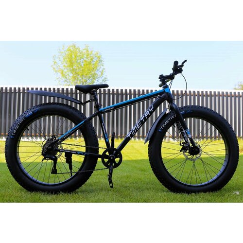 фото Велосипед фэтбайк fatbike richiesto tt089/9s 26" алюминиевая рама 17" спортивный вездеход унисекс, серо-синий