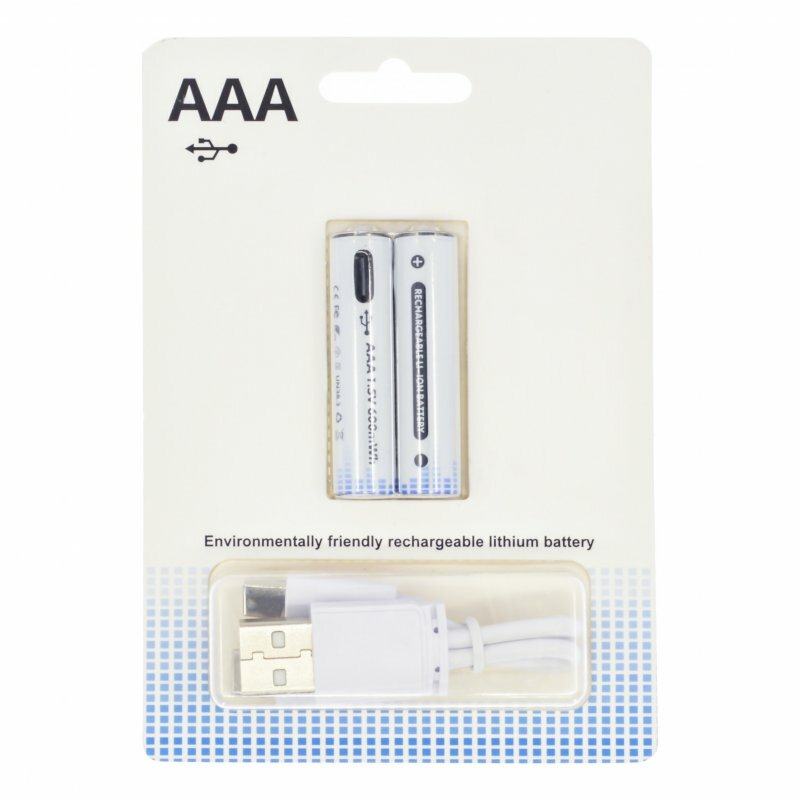 Батарейка аккумуляторная AAA LR03 + кабель Type-C (блистер) В упаковке: 2 шт, Емкость: 450 мАч